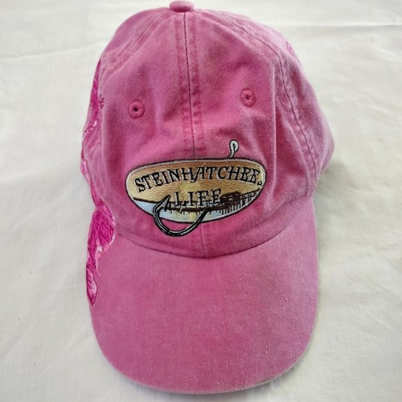 Steinhatcher Life Embroidered Patch Strapback Hat Pink Adams Cotton - Picture 1 of 5
